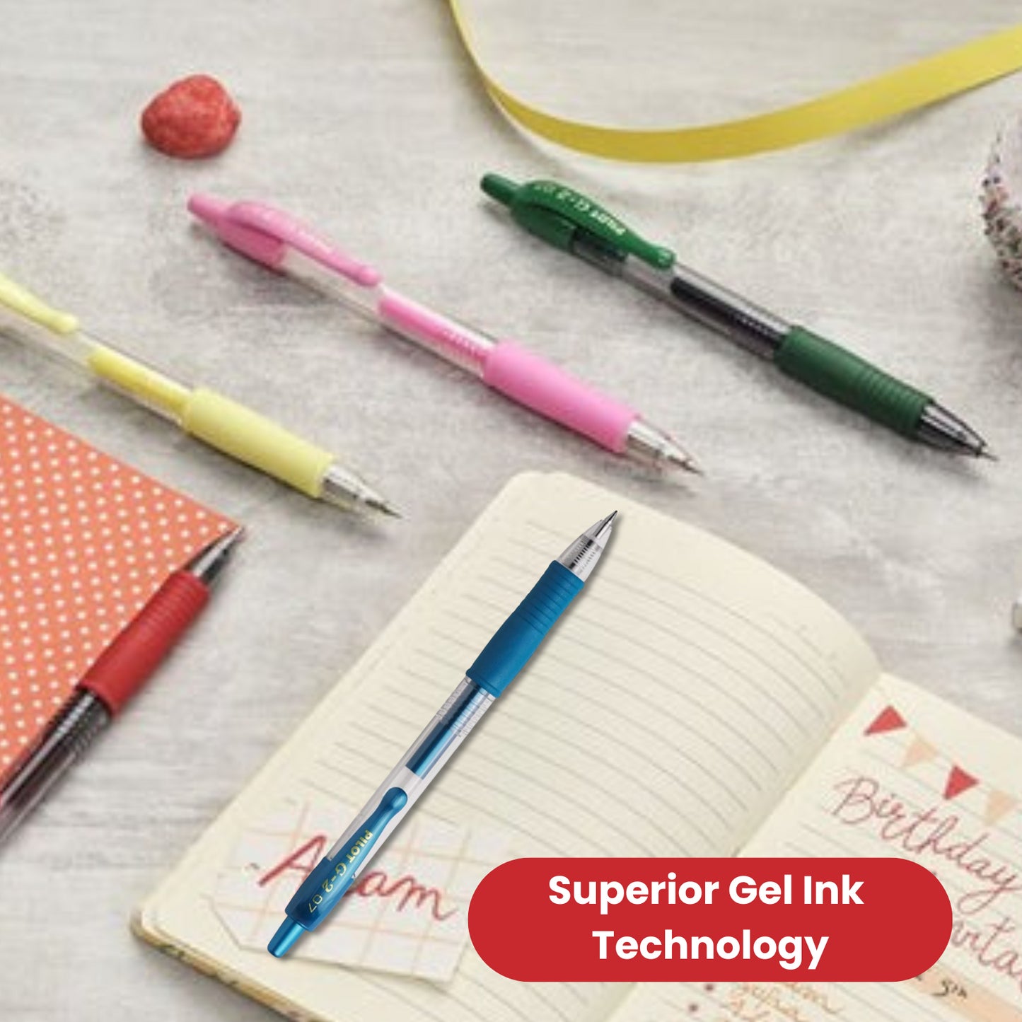 Pilot G-207 Retractable Gel 0.7 mm Medium Point Rollerball Pen - Metallic Blue