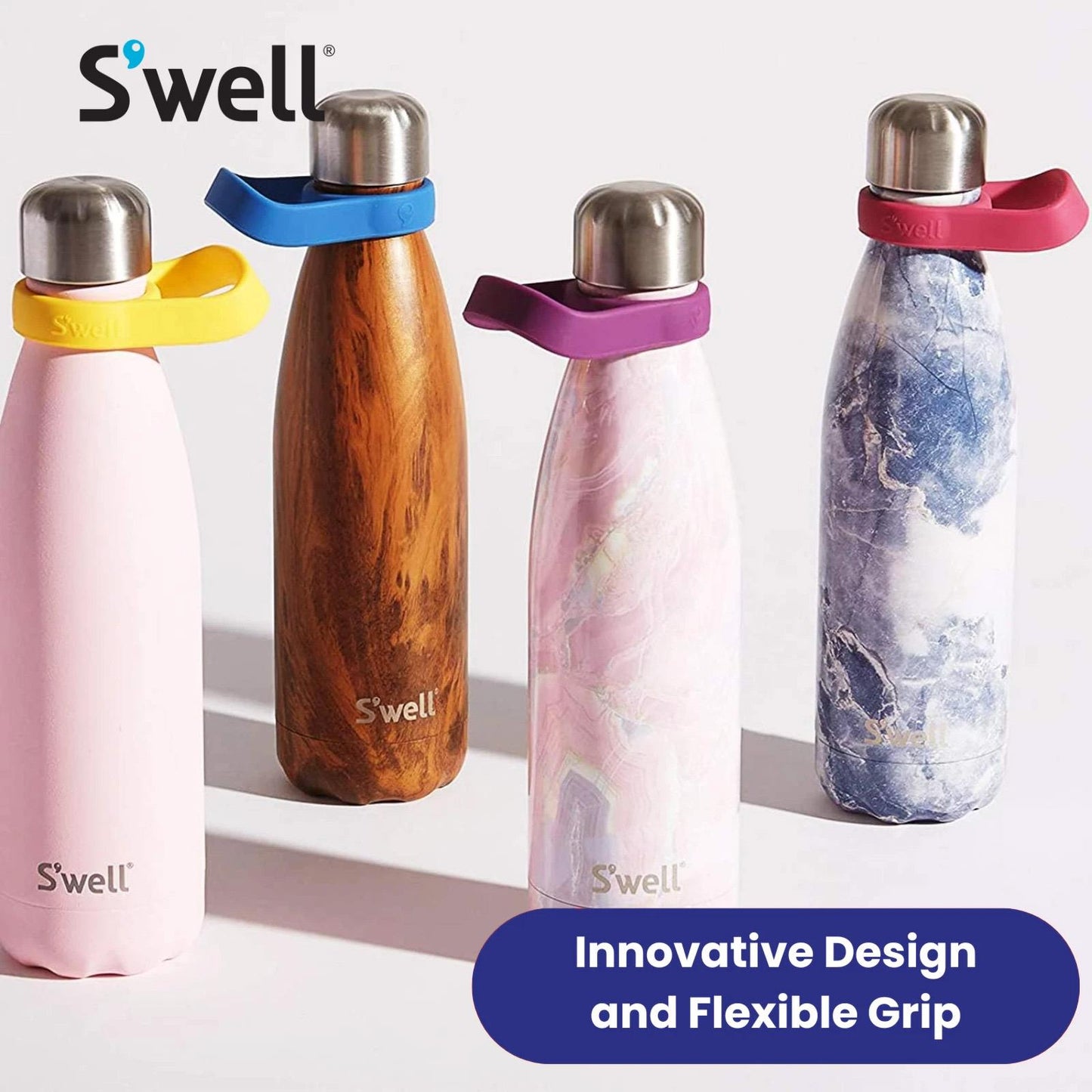 S'well Traveler Handle Silicone Bottle Grip Carry Accessory, Yellow