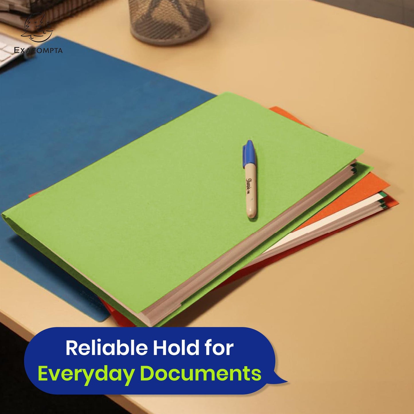 Exacompta Square Cut Folder Strong, 315gsm Manilla Holds A4 Foolscap Documents, Pack of 100 (Green)