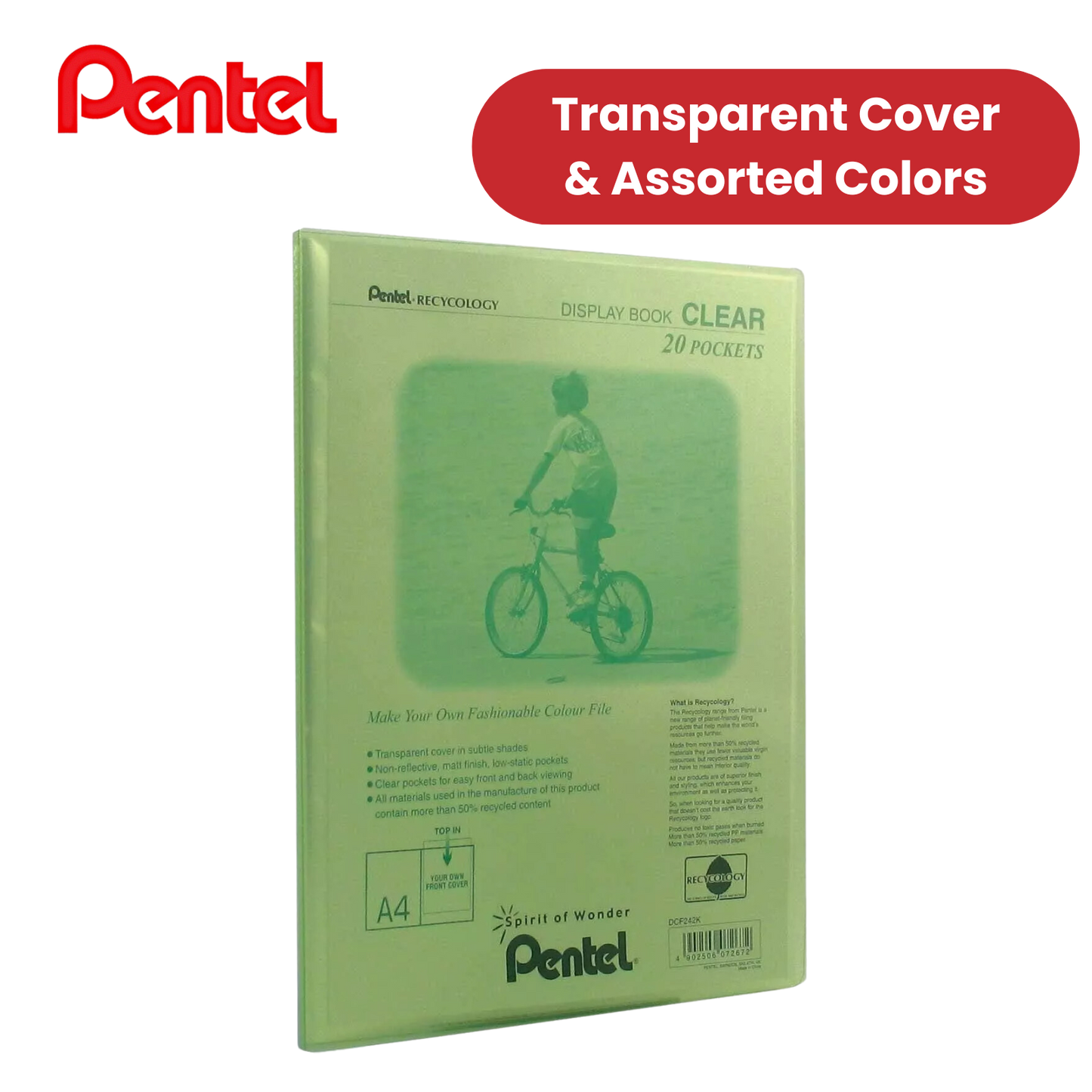 PENTEL RECYCOLOGY DISPY BK CLR 20PKT AST - Pack of 5 - 1 to 20 Packs