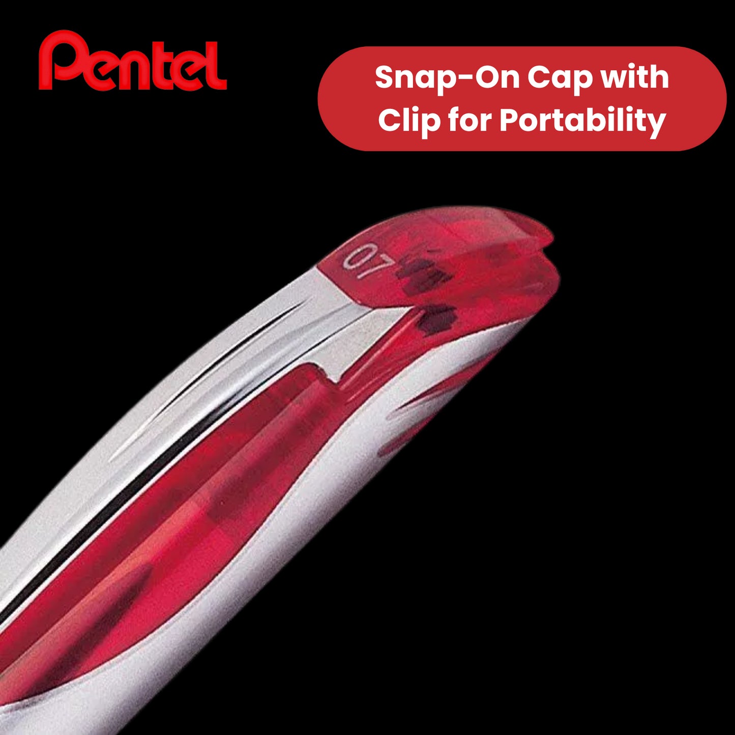 Retractable EnerGel rollerball pen ideal for everyday use. Quick drying, smooth flowing EnerGel ink, suitable for right or left-handed writers. Reduces smudging on hands and paper. Transparent barrel for easy view of remaining ink. Soft latex-free grip –