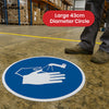 Durable Wash Hands Floor Sticker - 43cm Blue Self-Adhesive Hygiene Reminder Safety Decal for Office