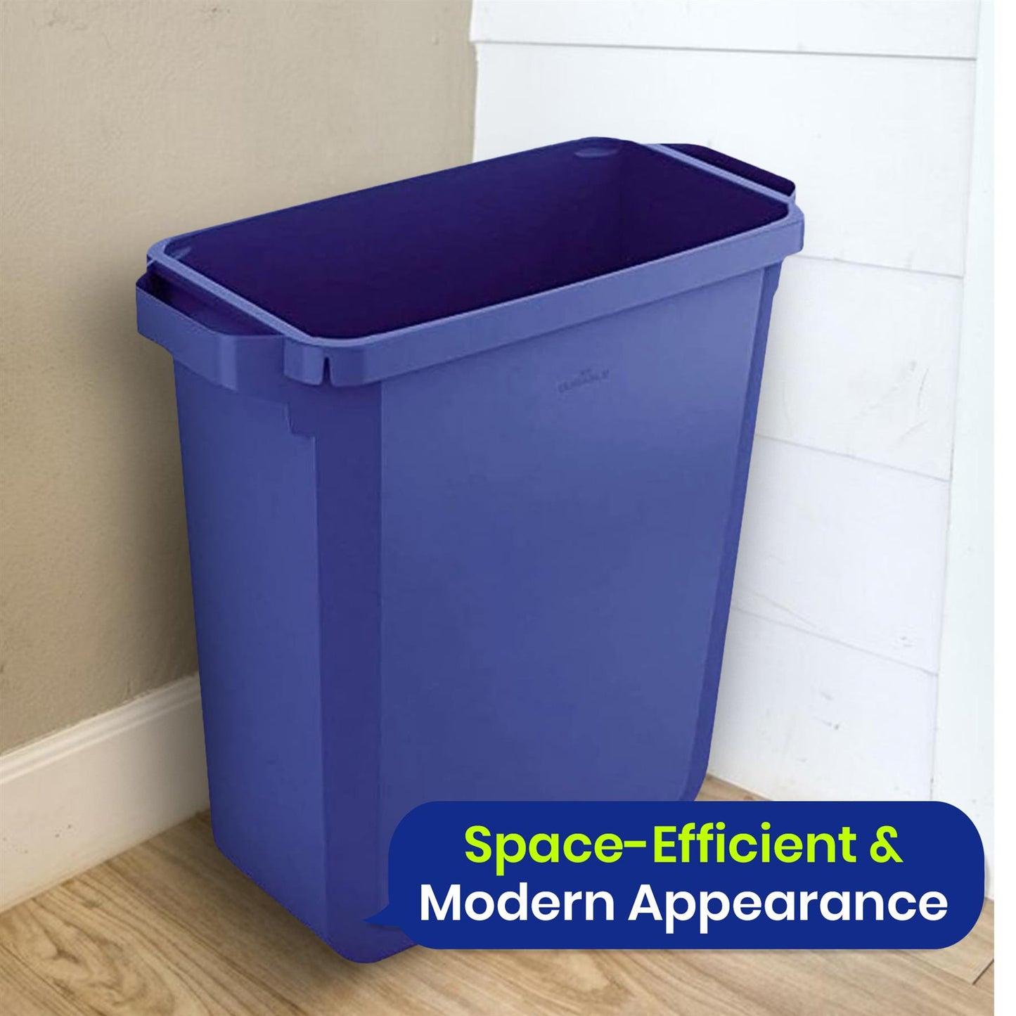 60L Durable DURABIN Blue Plastic Waste Bin with Open Top & Handles for Home & Office