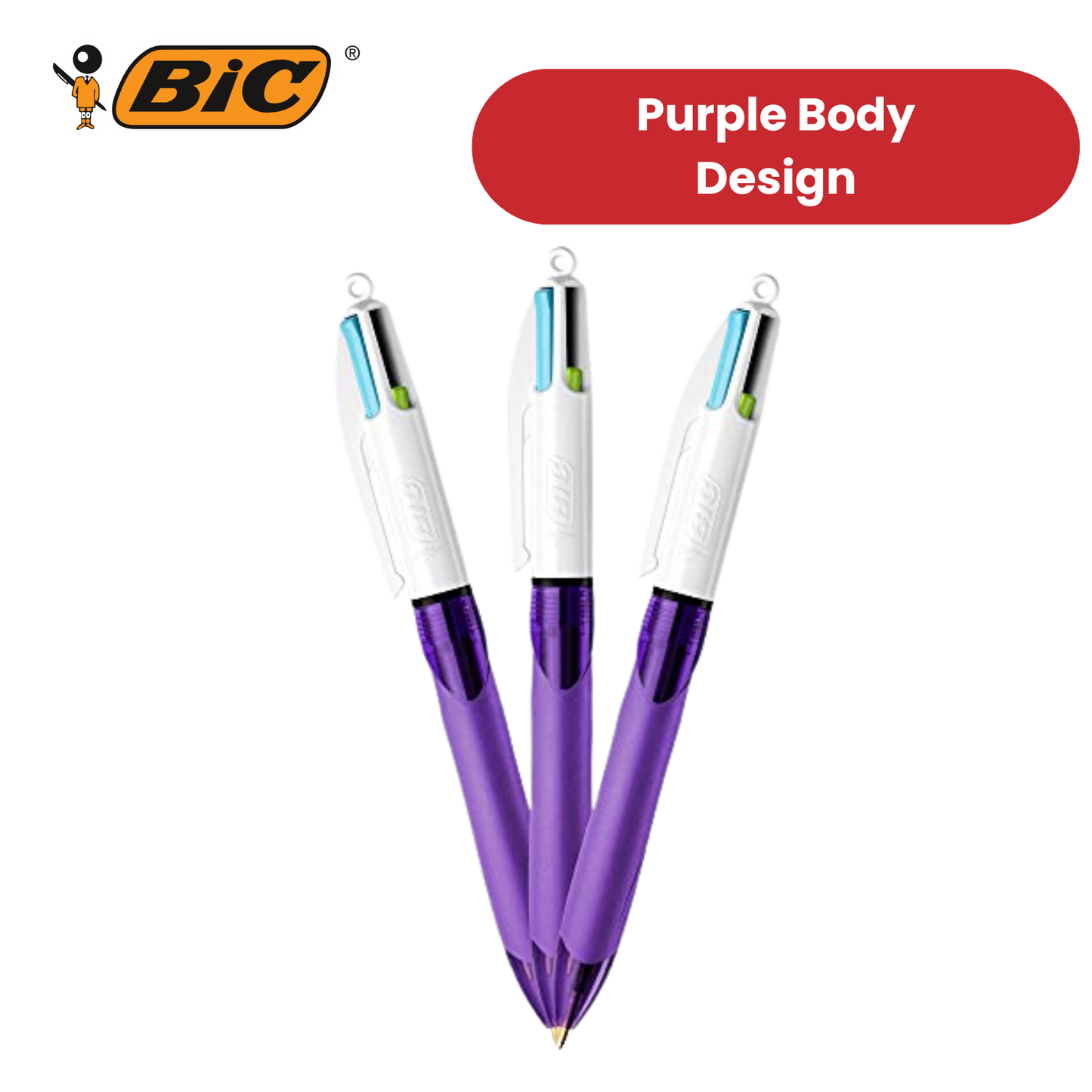 Bic 4-Colours Grip Fashion Ballpoint Pen 1.0mm - Pack of 1
