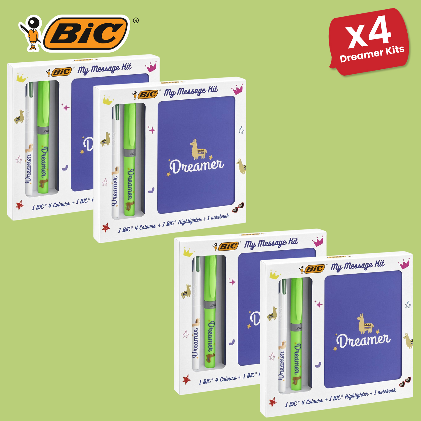 Bic My Message Dreamer Kit - Stationery Kit with 1 Ballpoint Pen 4 Colours