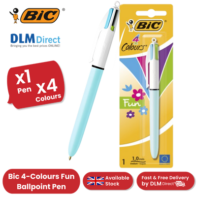 BIC 4 Colours Fun Ballpoint Pen Assorted Inks for Writing and Drawing