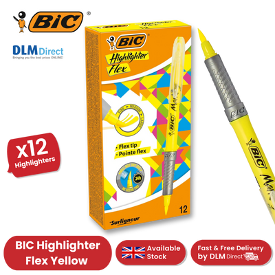 Bic Flex Highlighters Fluorescent Yellow - Pack of 12