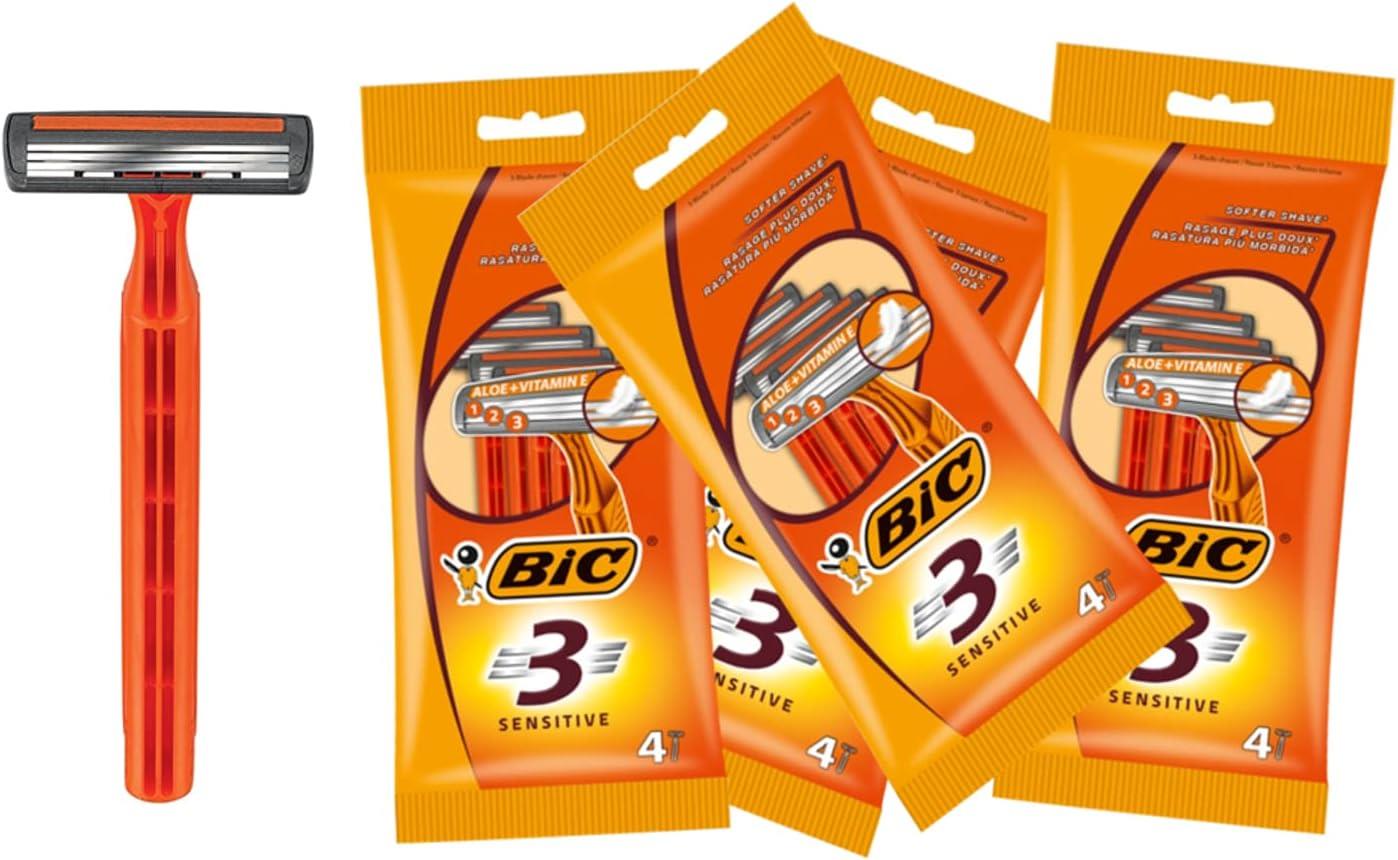 Bic 3 Sensitive Razors - 16 Packs (64 Pcs)