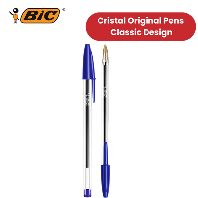 BIC Cristal Original Ballpoint Pens Medium Point (1.0 mm) Blue, Pouch of 8 - 1-5