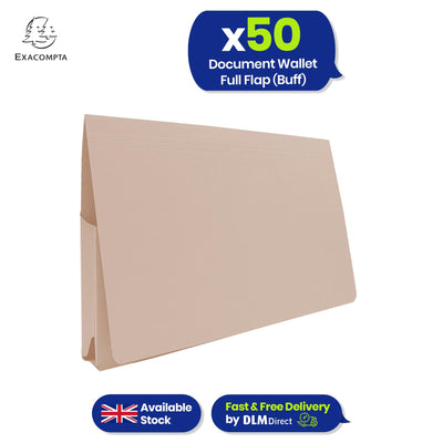 Exacompta Guildhall Full Flap Pocket Wallet – Foolscap Paper Organiser 315gsm Folder,Pack of 50(Buff)