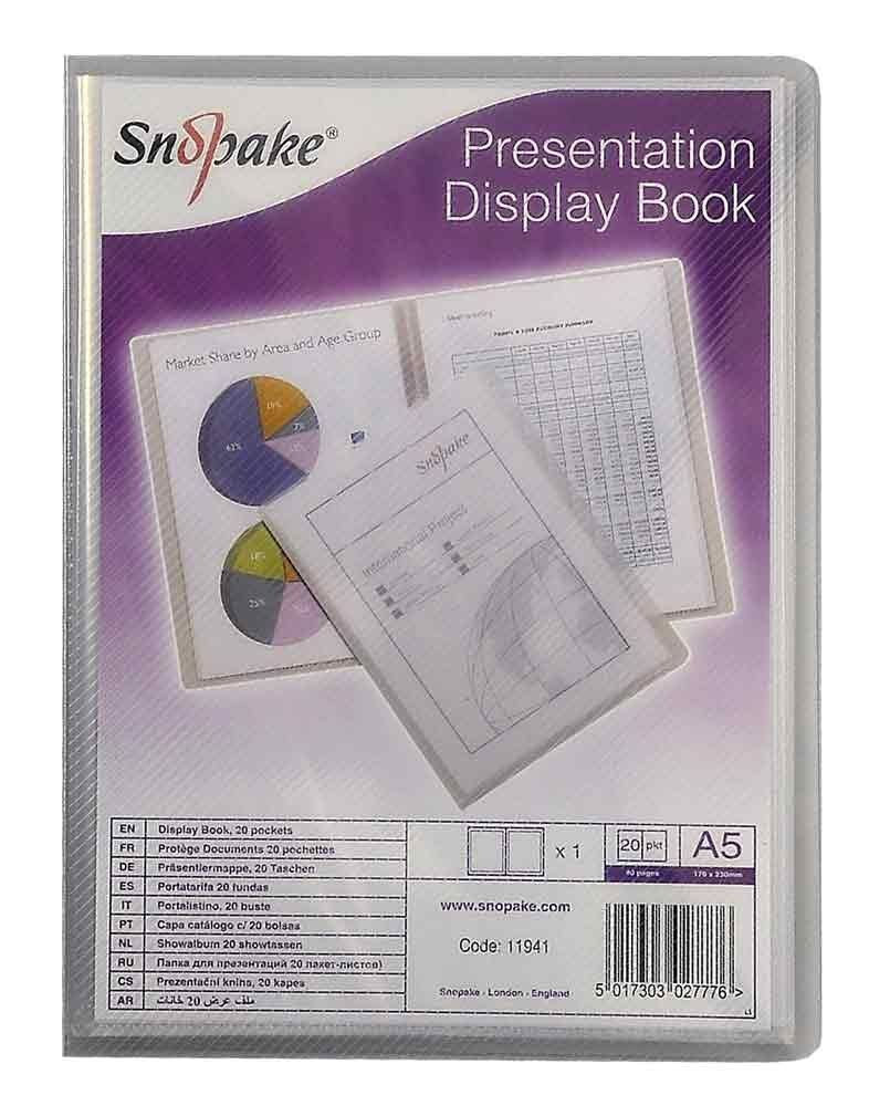 Snopake Superline A5 Presentation Book 20 Pocket Polypropylene Clear 11941 - 1 to 20 Packs