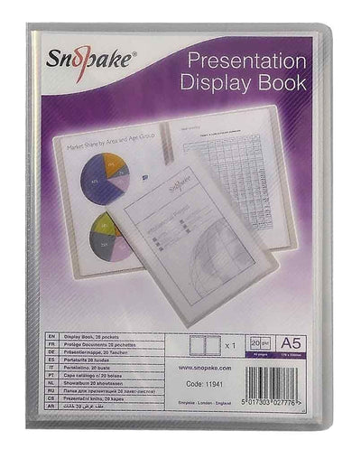 Snopake Superline A5 Presentation Book 20 Pocket Polypropylene Clear 11941 - 1 to 20 Packs
