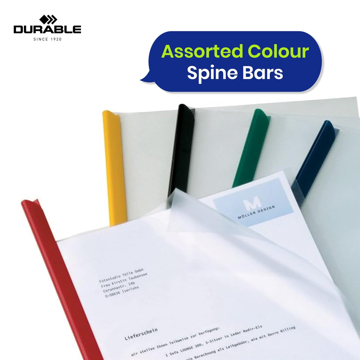 Durable 5x Clear A4 Report Cover and 5x Spine Combi Pack, Clear Plastic, Assorted Colours (Pack of 10)