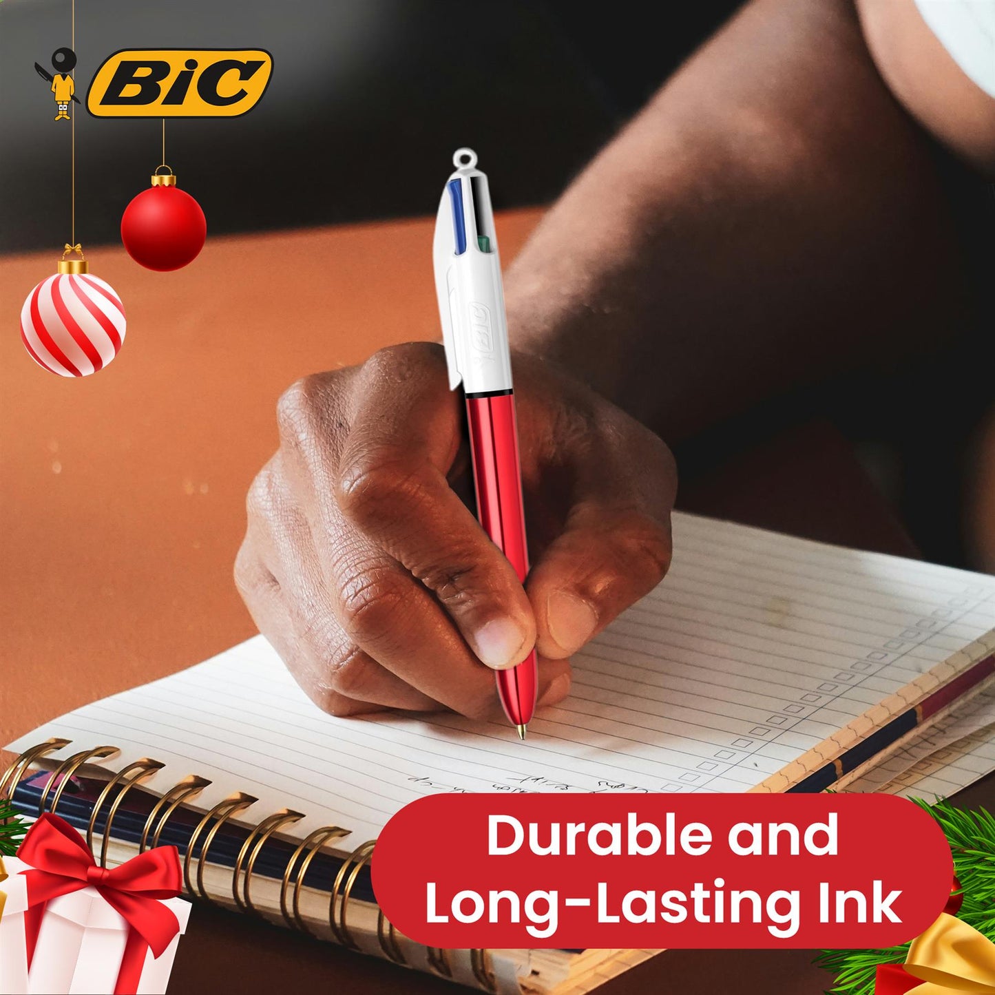 Bic 4 Colour Shine - Christmas Blister 1 Gold, 1 Silver, and 1 Red Pen