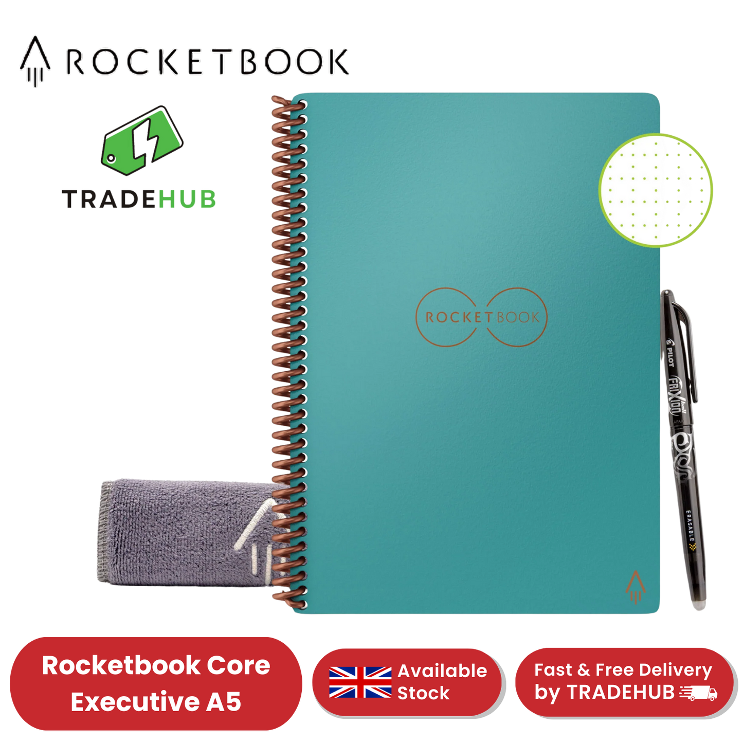 Rocketbook Core Executive A5 - Dotted Paper - Teal