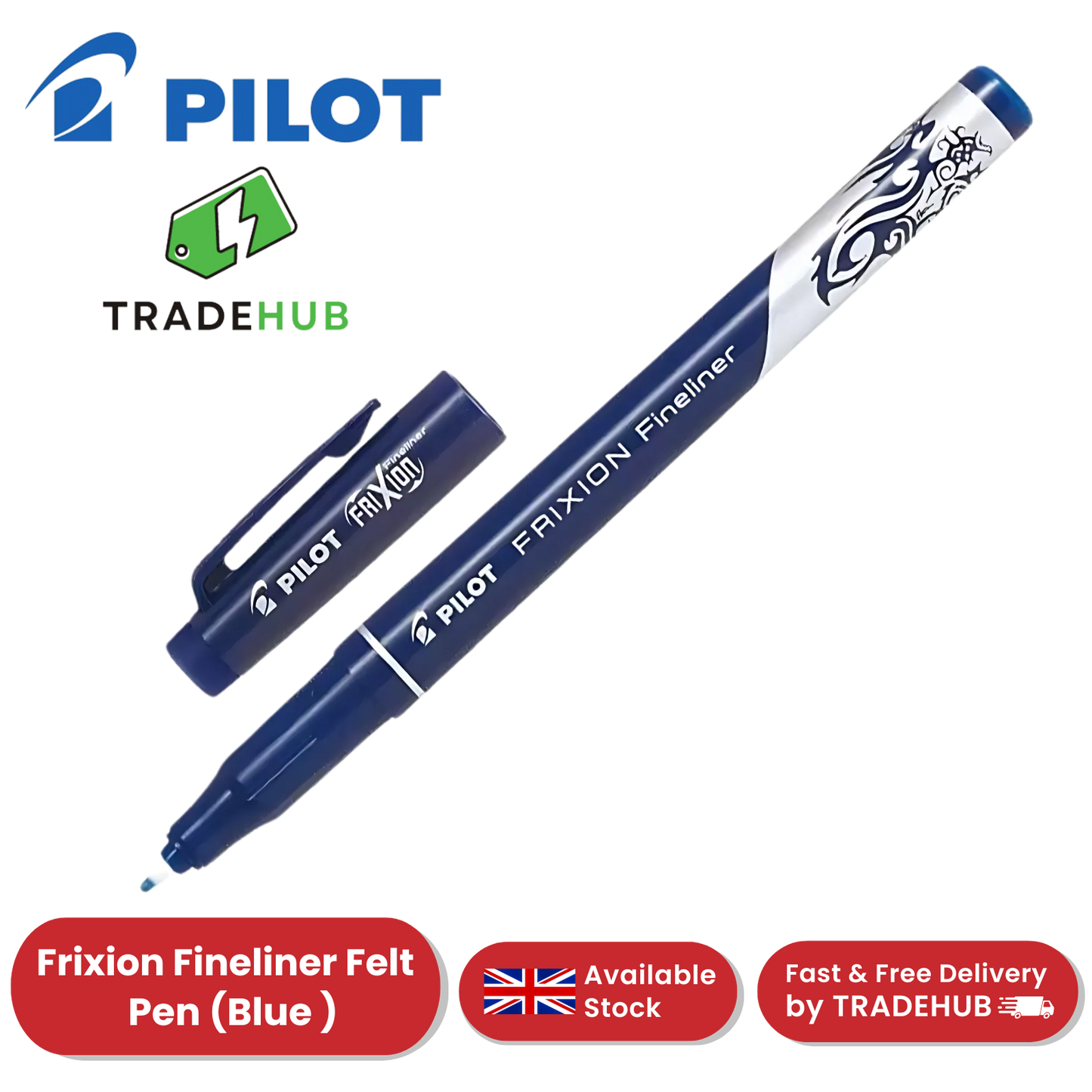 Pilot Frixion Fineliner Felt Pen Blue - Erasable Writing for Smooth Precision