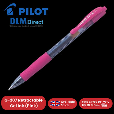 Pilot G-207 Gel Pens Retractable Rollerball Refillable Ergonomic Grip Pink Ink