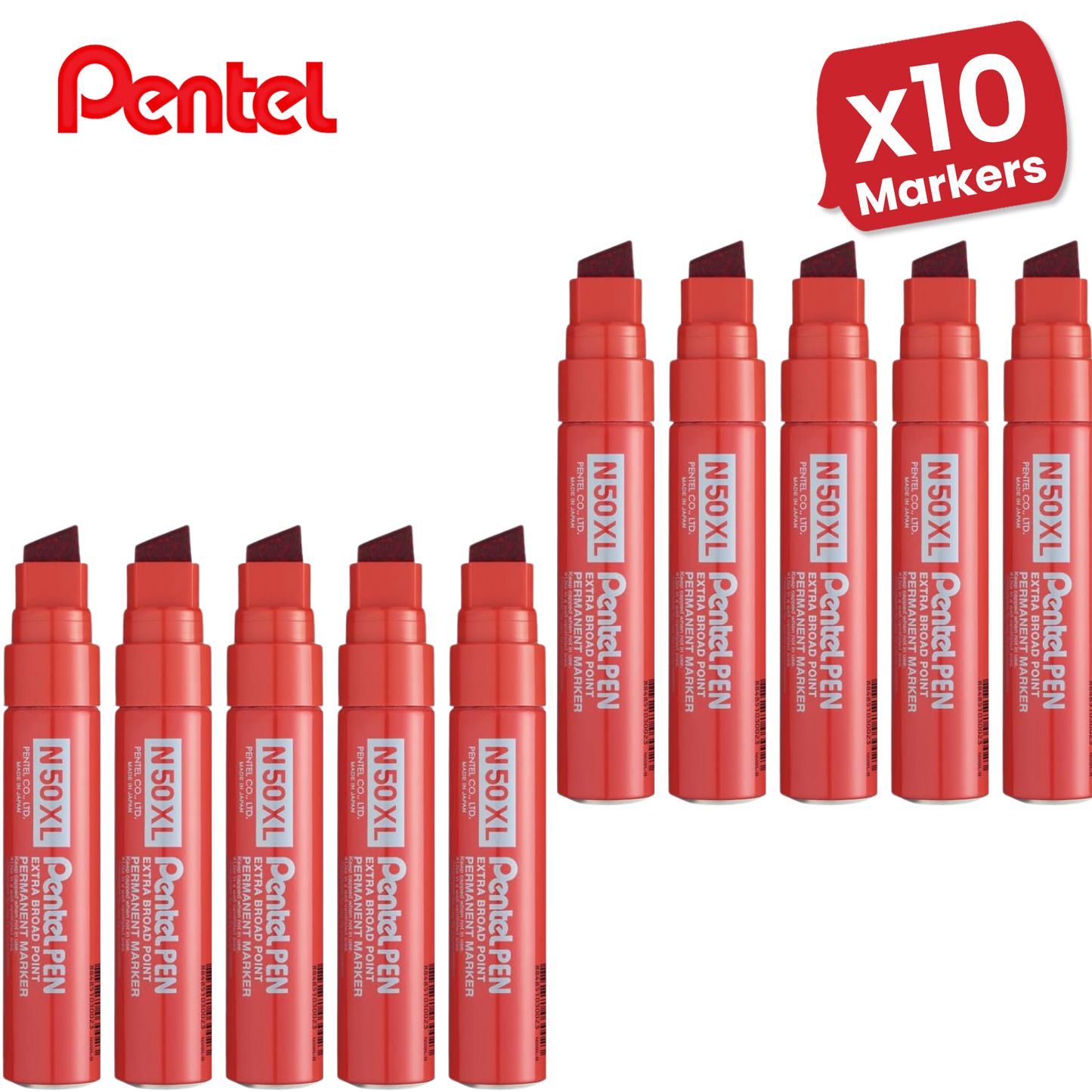 PENTEL N50XL PERMANENT MARKER RED - Single Pen