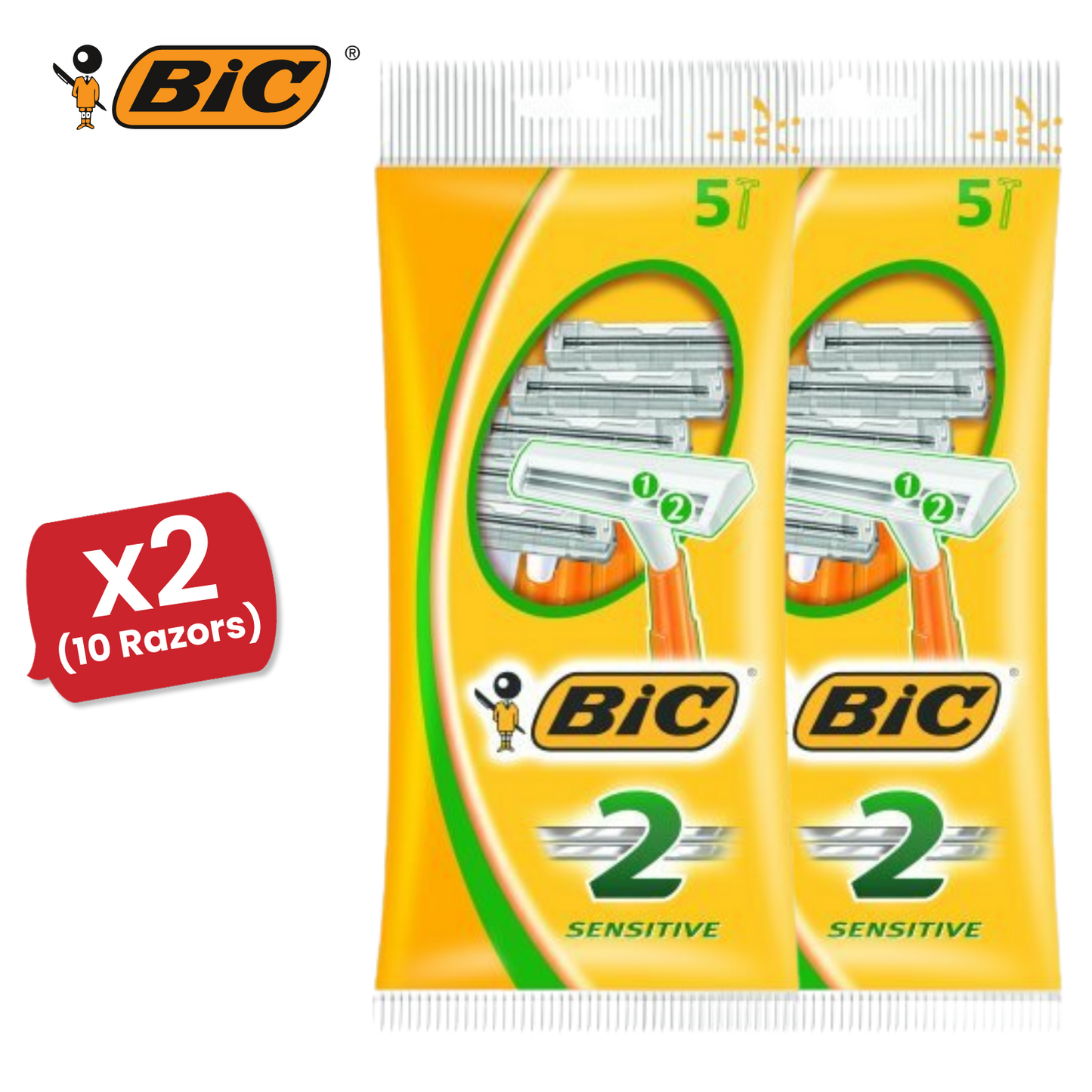 Bic 2 Sensitive Razors 5 - 1 Pack