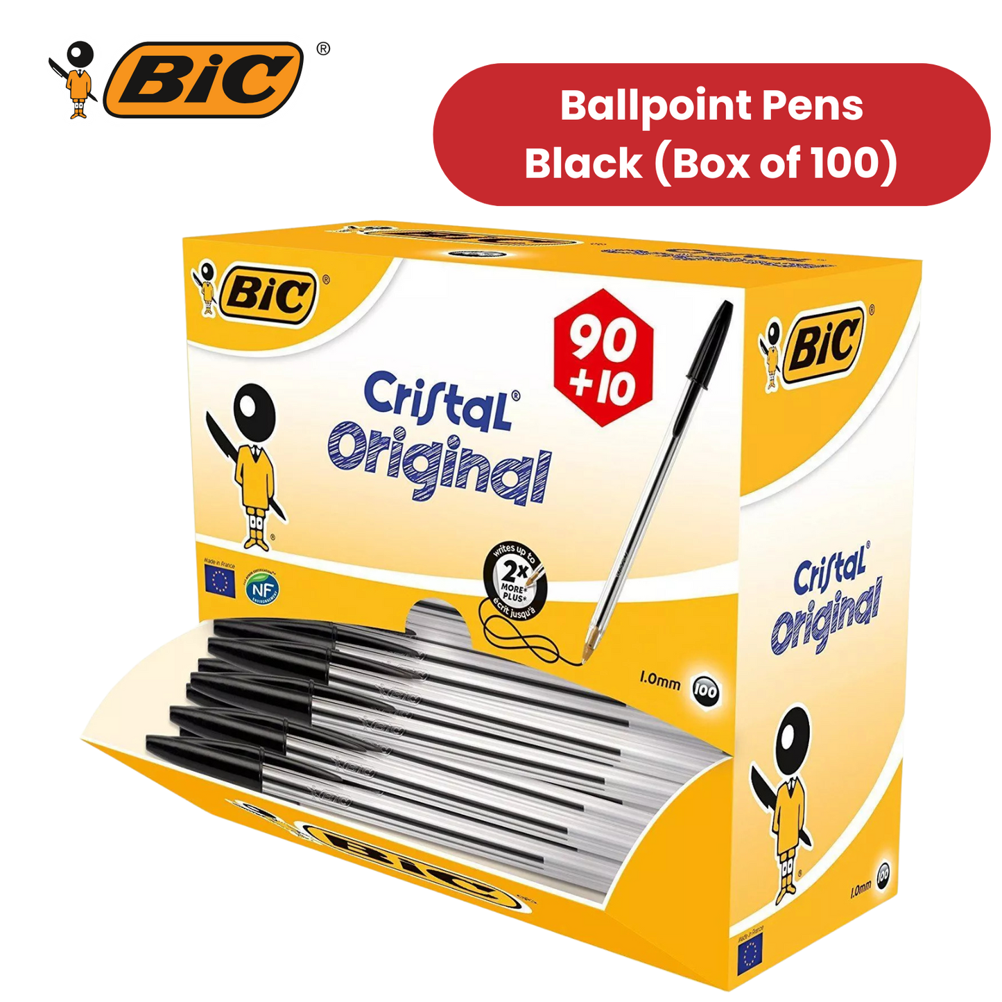 BIC Cristal Original Ballpoint Pens Black - Box of 100