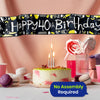 Happy 40th Birthday Black and White Banner 2.6m Party Decor for Milestone Celebration