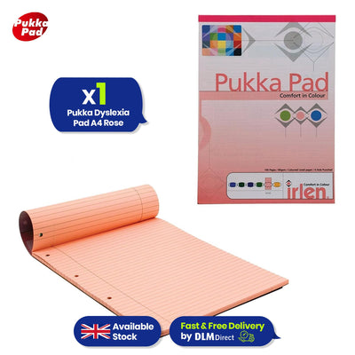 A4 Pukka Dyslexia Pad with Rose Tinted Ruled Pages and Perforated Sheets