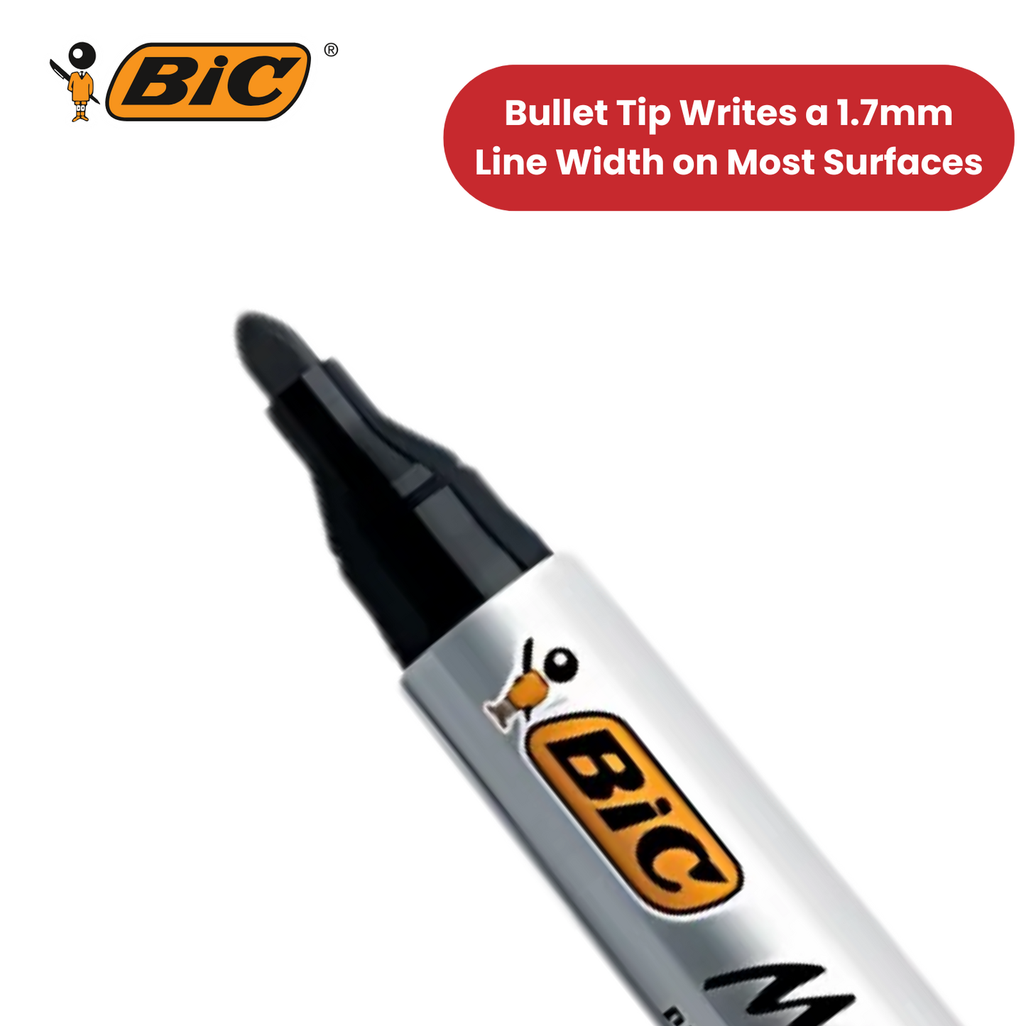 Bic 2000 Permanent Black Bullet Tip Marker 820915 - Single Pen Pack 2 to 36