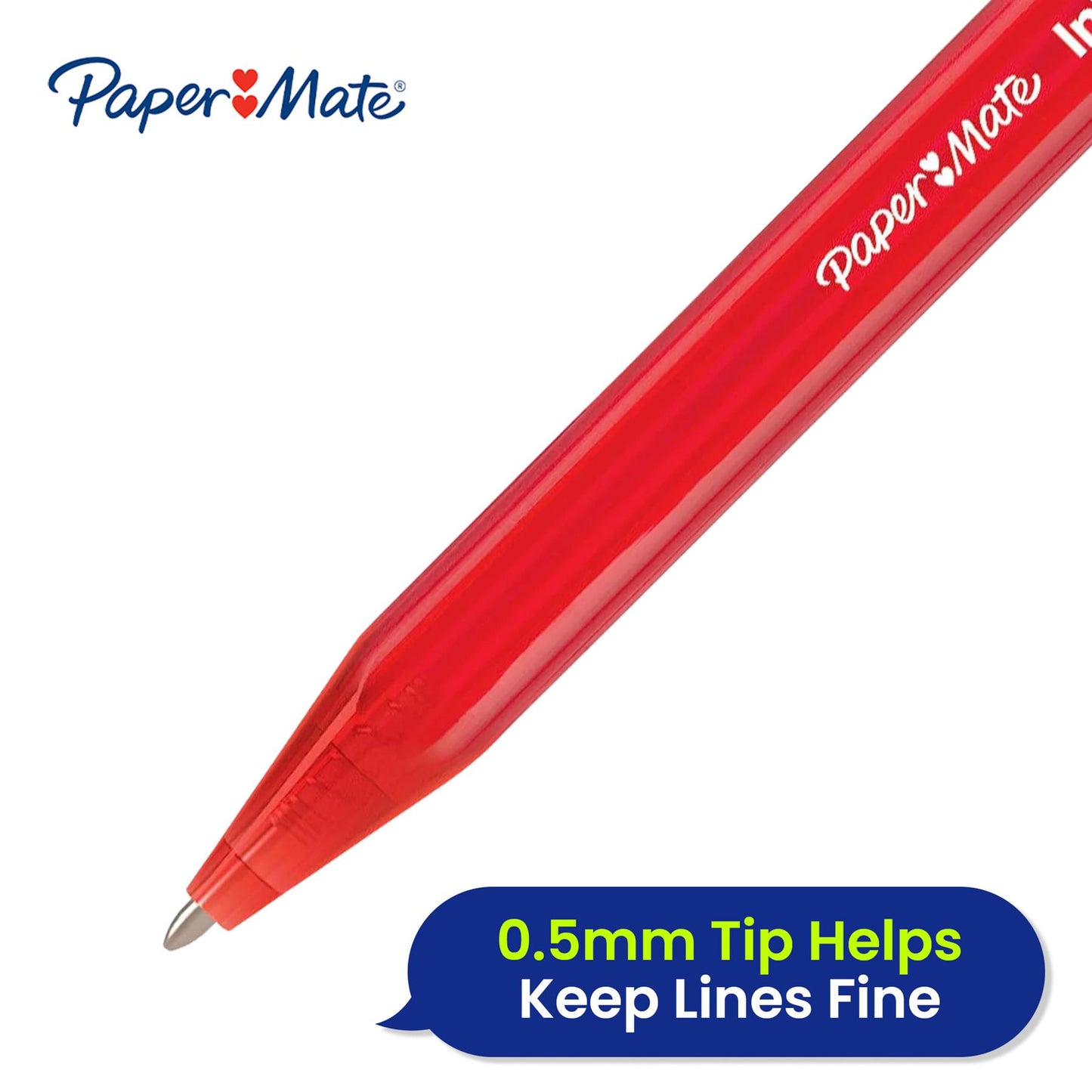 Paper Mate InkJoy Red Pen - 0.5mm Retractable Ballpoint Pen for Notes & Planners
