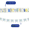 Birthday Boy Banner and Bunting Set Party Decor Pack with 10 Flags and Paper Strip