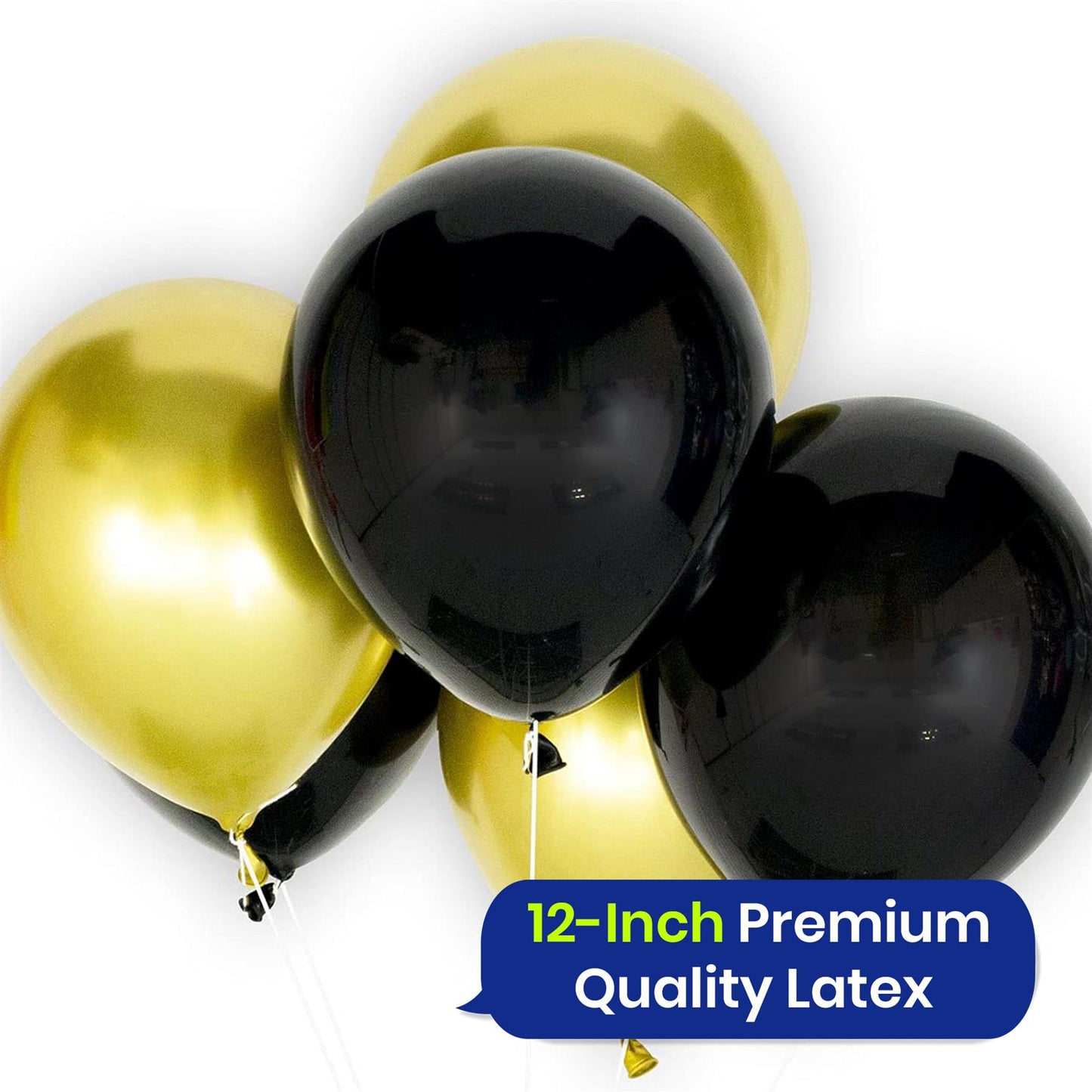 Black and Gold Balloons 12 Inch Pack of 6 Latex Party Balloons for Elegant Decorations