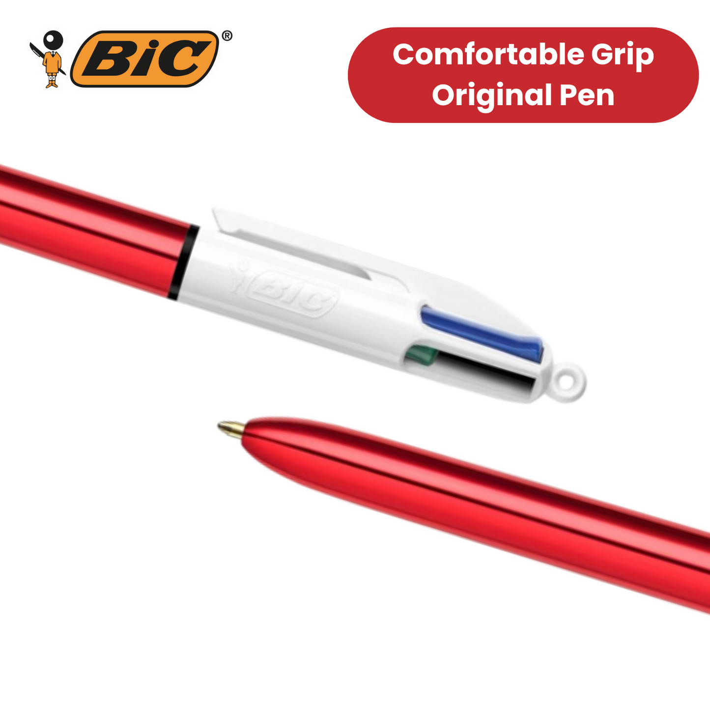 Bic 4 Colour Shine - Red - Pack of 12