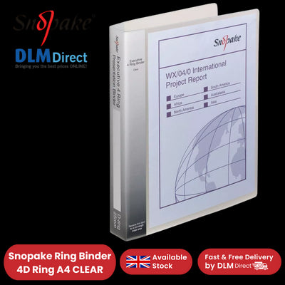 Snopake Ring Binder 4D Ring A4 CLEAR - PACK OF 1 - 1 to 5 Packs