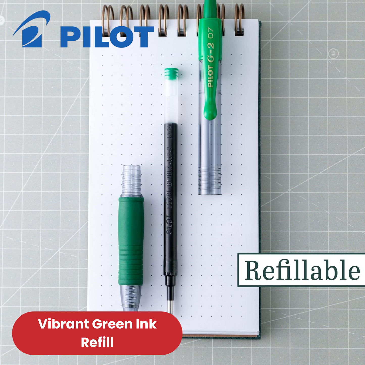 Pilot G2-07 Gel Pen Refill Green Ink - Single & Multi Refills for Smooth Writing