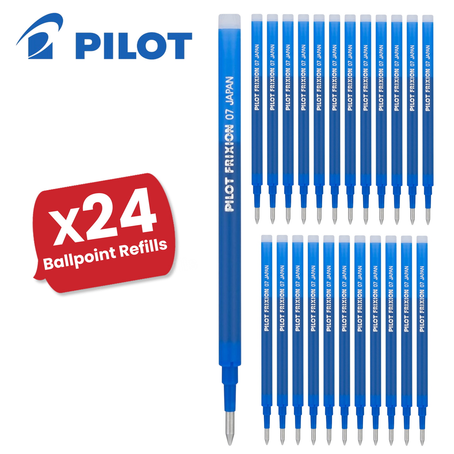 Pilot Frixion Roller Ballpoint Pen Refills 0.7mm Tip Smooth Writing - Blue Ink