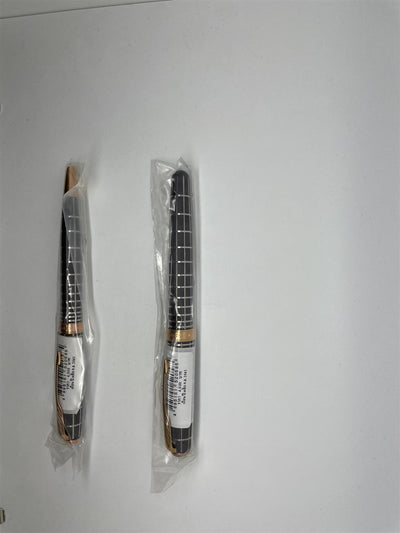 PARKER SONNET 13 SET BROWN RUBBER P GOLD TRIM BALLPOINT & ROLLERBALL SET
