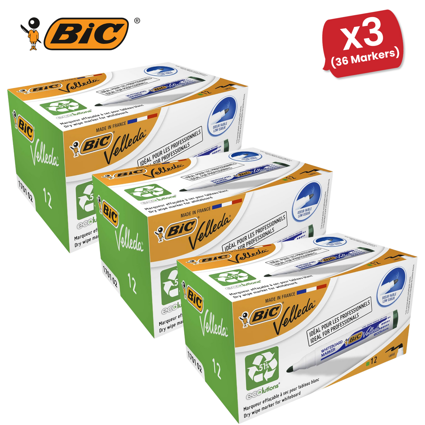 BiC Velleda 1701 Whiteboard Markers Green for Office & Classroom Use, Box of 12