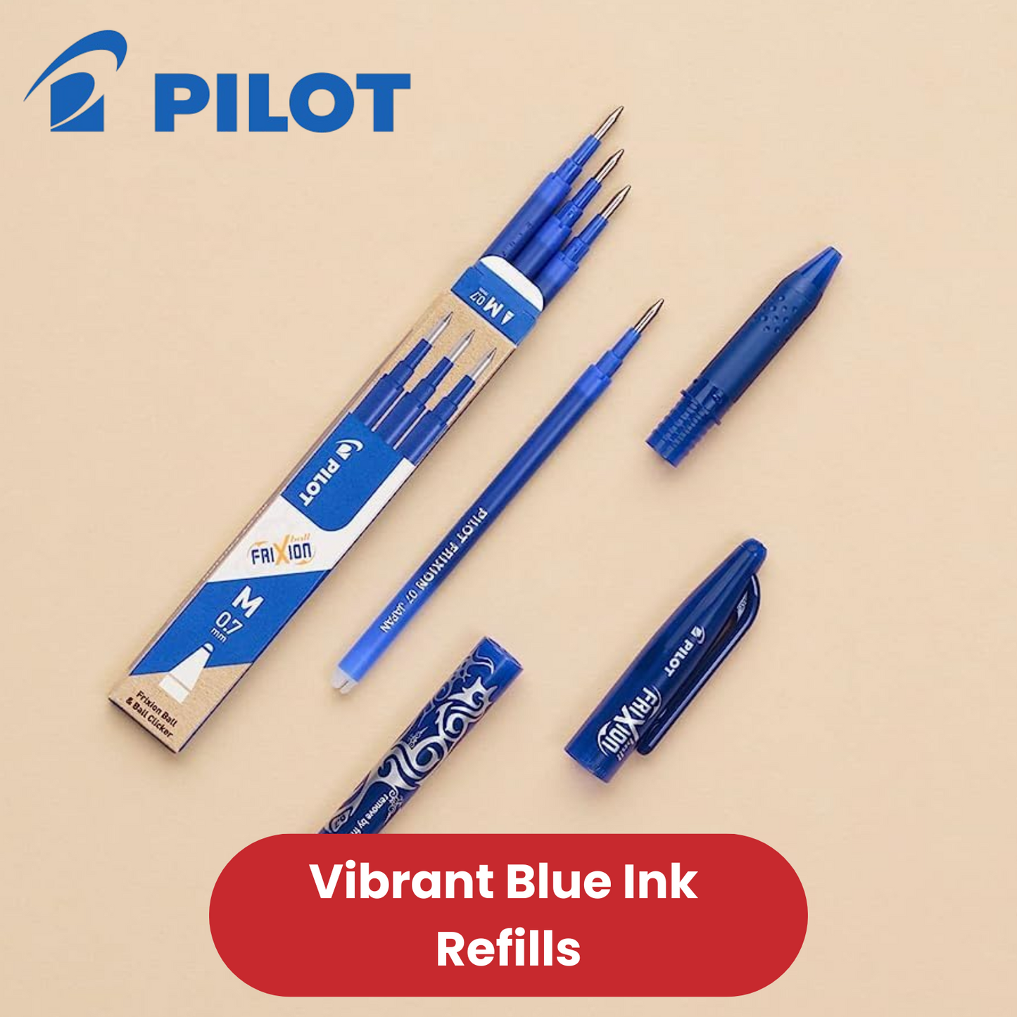Pilot Frixion Refill 1.0mm Broad - Blister Pack of 3 - Blue