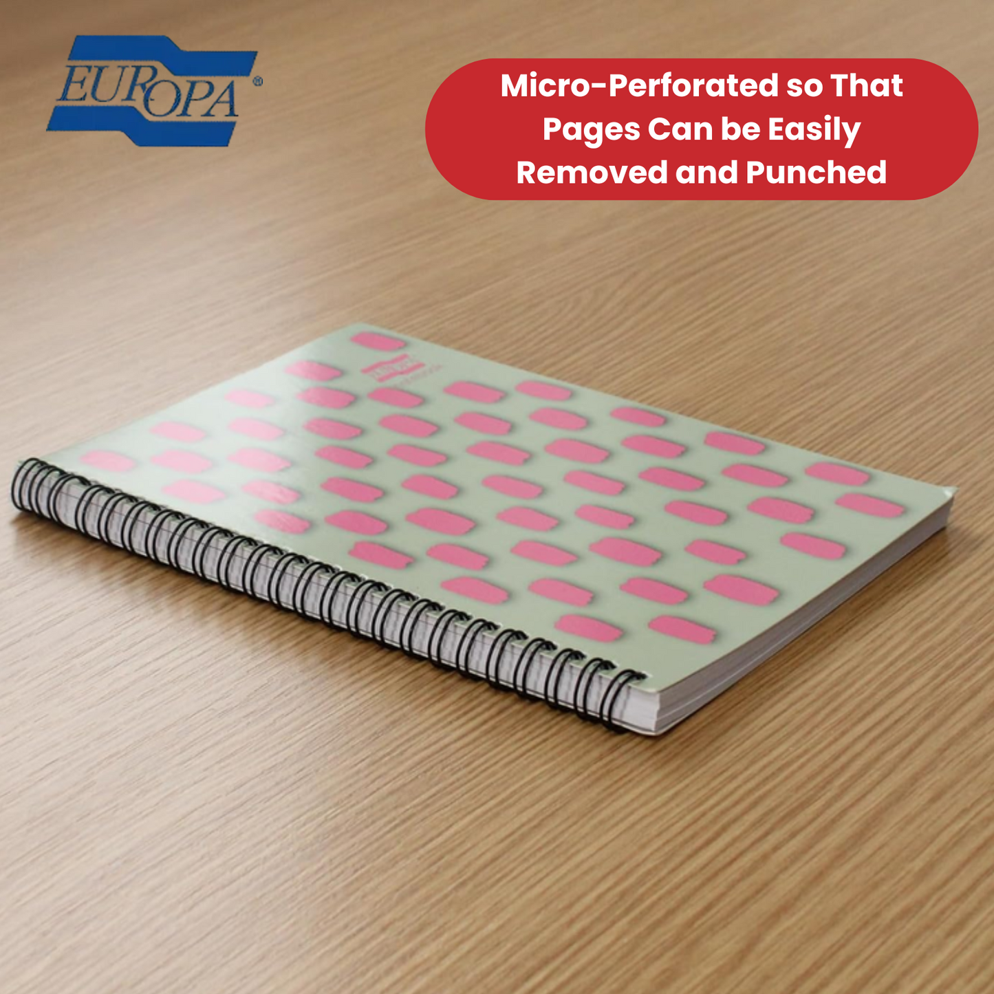 Europa Splash A5 Notepad Wirebound 160 Pages 80gsm FSC Paper Ruled Punched