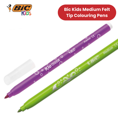 BIC Kids Kid Couleur Felt Medium Blocked Tip Colouring Pens - Pack of 12
