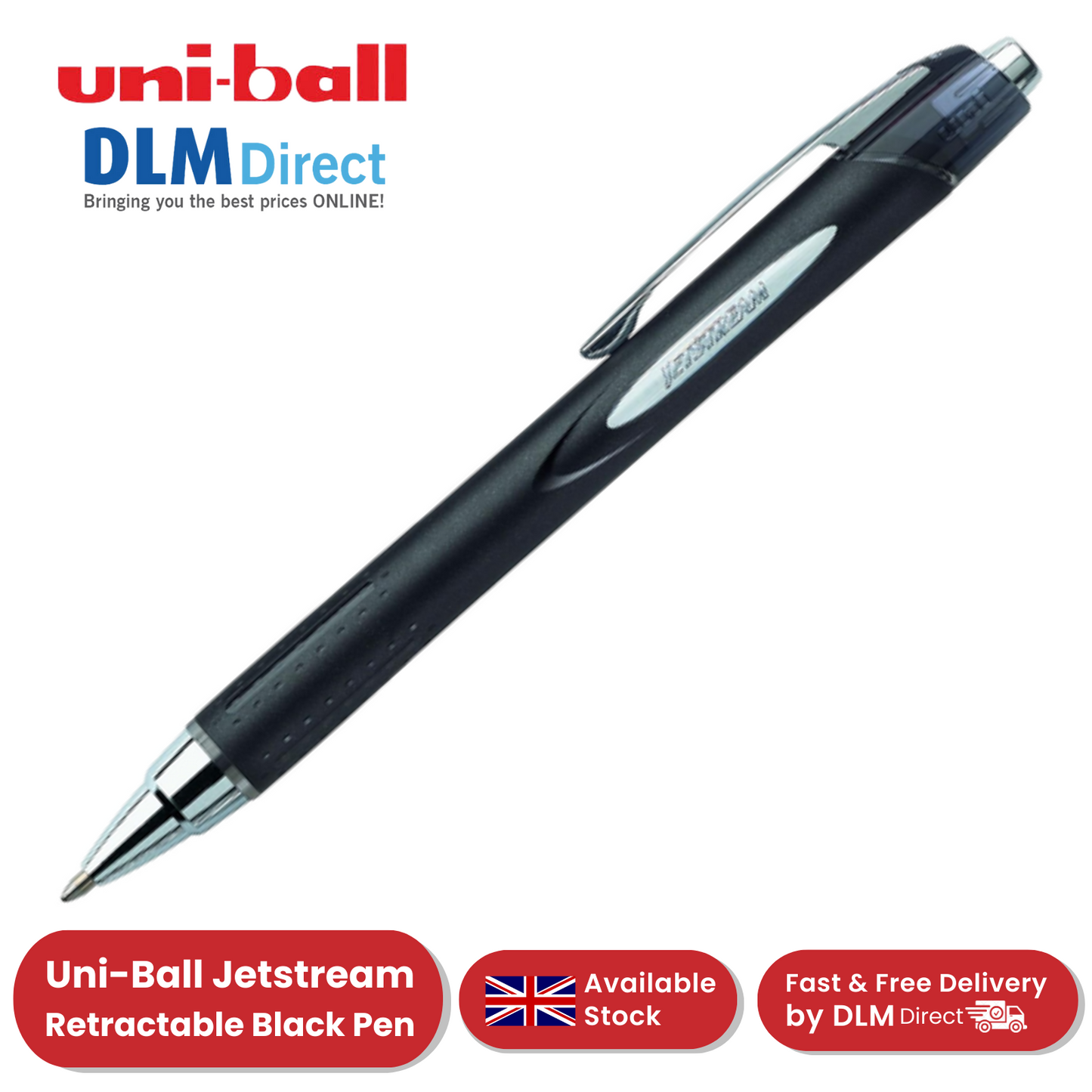 Uniball Jetstream New Retractable Rollerball Pen Black - 1 to 36 Packs