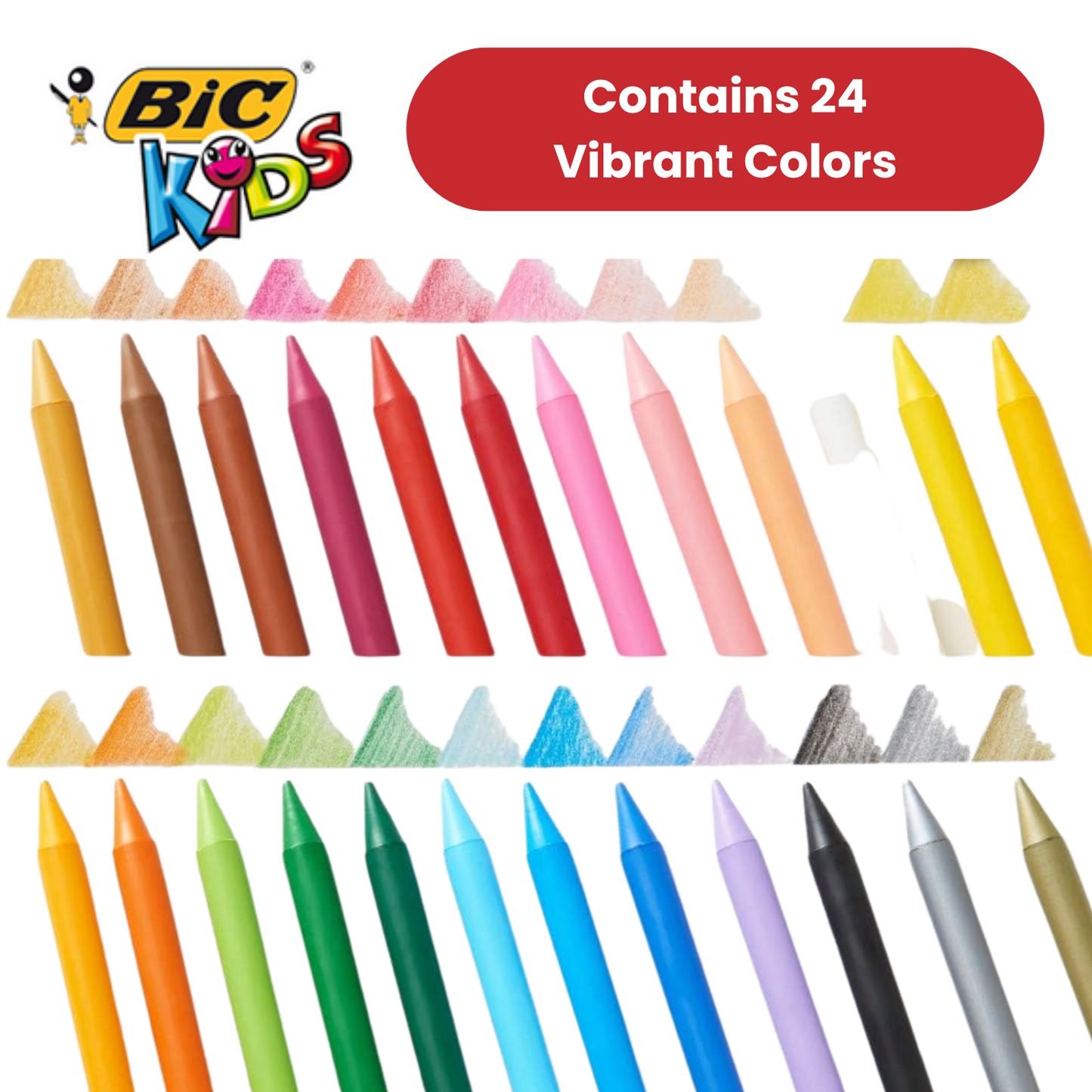BIC Kids Plastidecor Crayons Assorted Colours - Wallet of 24 - 1 to 5 Packs