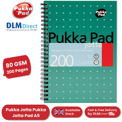 PUKKA WHITE A5 WIREBOUND PADS 200 page 80gsm (RULED/MARGIN) - PACK OF 1