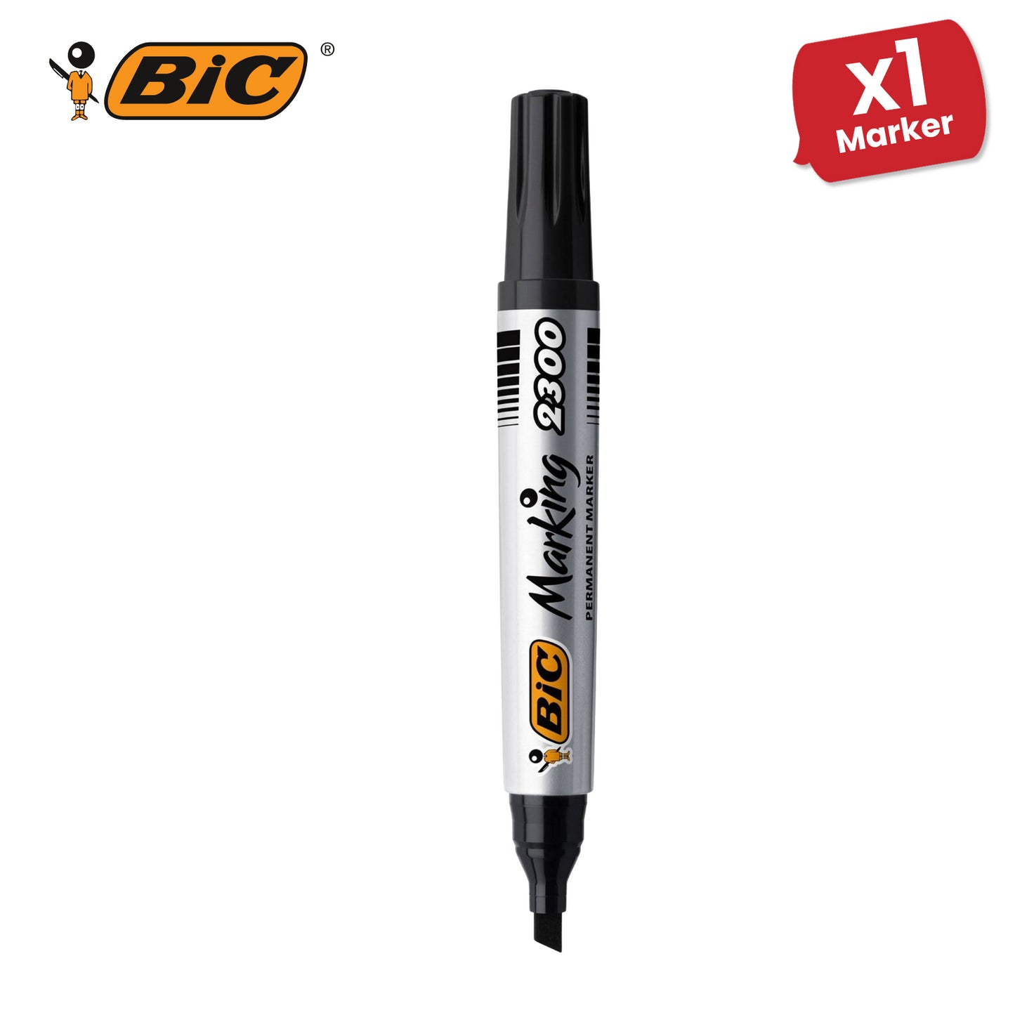BIC Marking 2300 Permanent Marker - Chisel Tip Long-lasting Ink Black Marker Pen for School