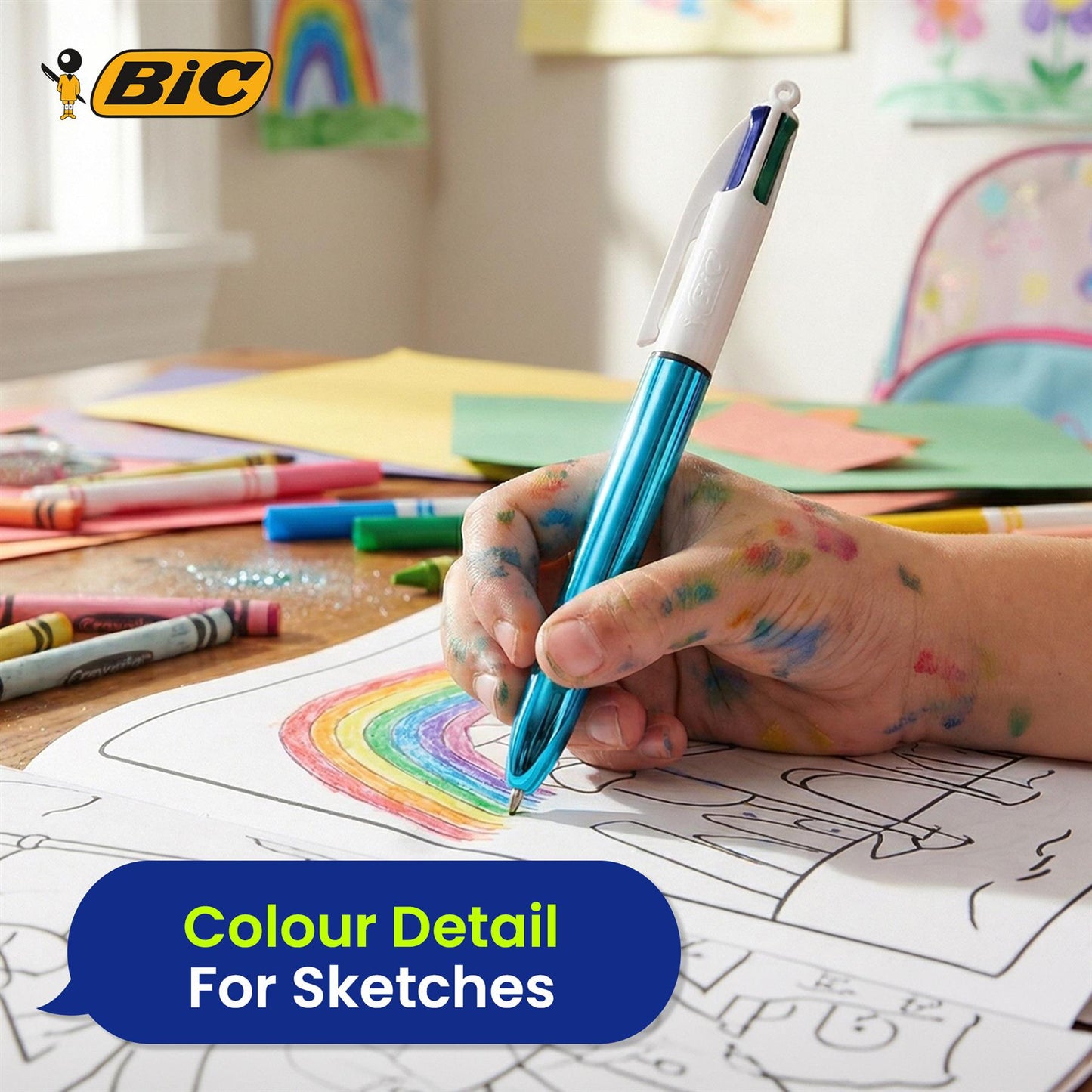 BIC 4 Colours Shine Retractable Ballpoint Pens 1.0mm Medium - Pack of 2