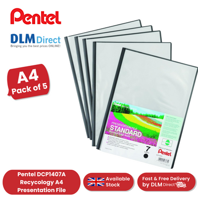 PENTEL RECY A4 PRES FILE 7PKT BLACK - Pack of 5