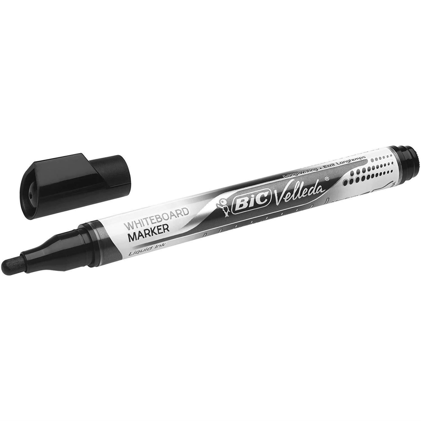 BIC Velleda Liquid Ink Dry Wipe Pocket Markers Black - Pack of 12