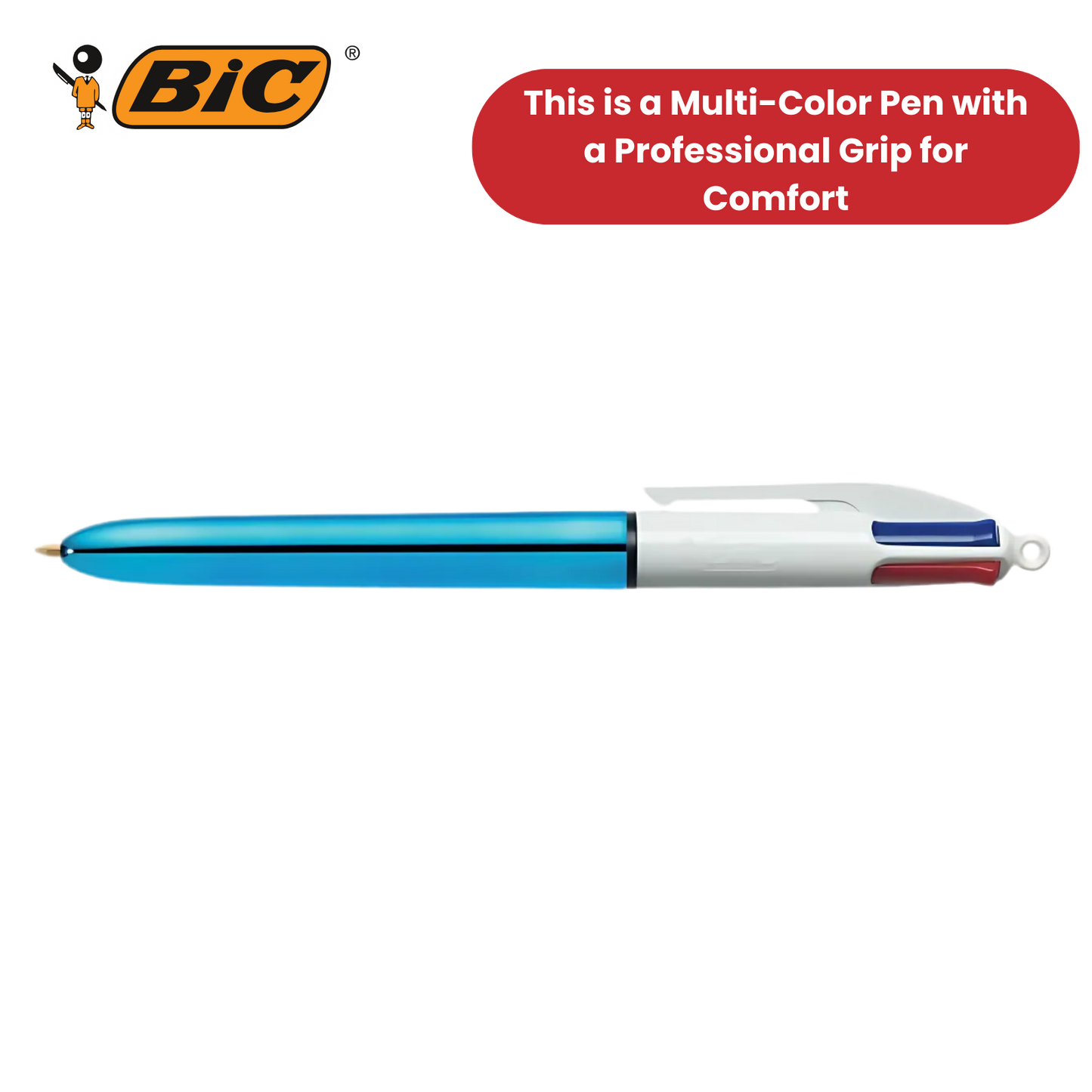 Bic 4 Colour Shine - Blue - Pack of 3