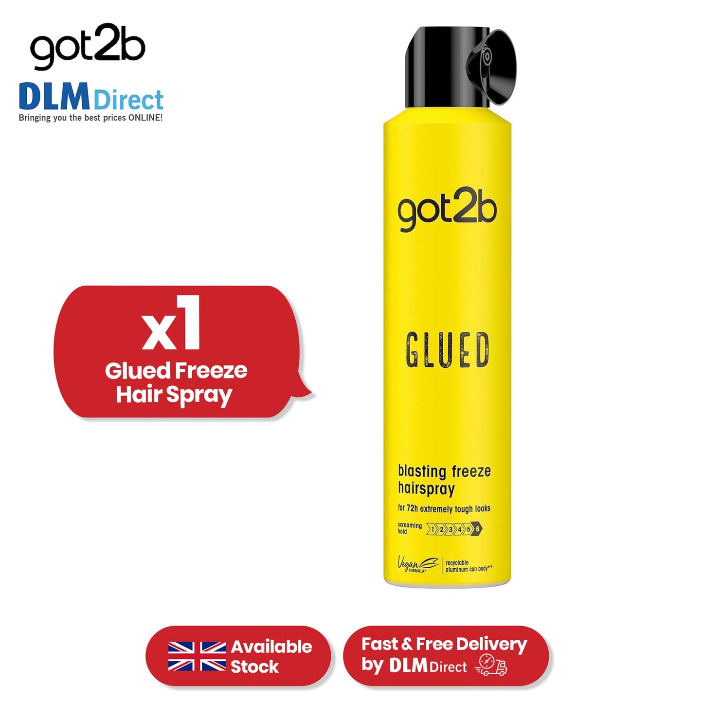 Got2b Glued Freeze Hairspray - Up To 72 hrs Setting Spray, 300 ml Hair Spray for Men & Women