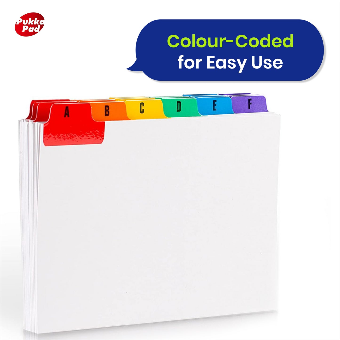 Pukka Pad Flash Cards Colour-Coded Tabs Study Cards 24  Reinforced Tabs Index Dividers for Filing Recipes Contacts Study Notes