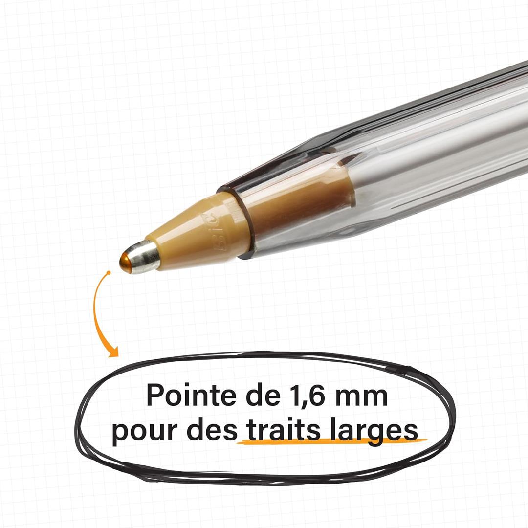 BIC Cristal Original Ballpoint Pens Medium Point (1.0 mm) - Multi Colour, Pouch of 10